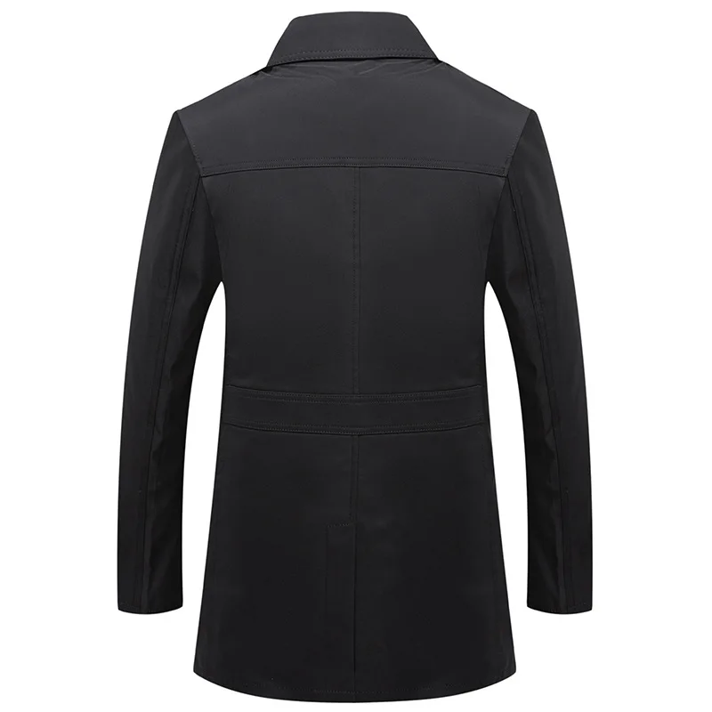 New Spring Autumn Men Business Casual Trench Coats Long Jackets Good Quality Male Tailored Collar Loose Trench Jackets Size 4XL