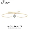 Lnngy Moissanite Four Leaf Flower Chain Bracelet for Women 925 Sterling Silver Niche Simple Desgin Bracelets Jewelry Accessories