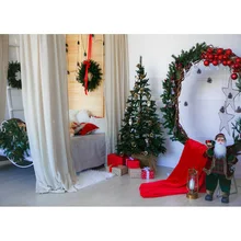  SHENGYONGBAO Christmas Photography Background Fireplace Christmas tree Backdrops For Photo Studio Props  221212 SD-05 