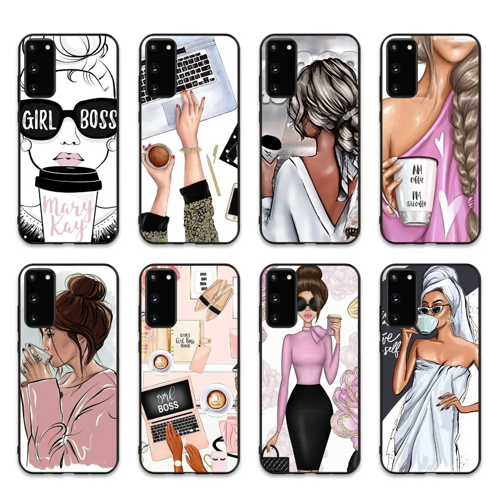 Custodia Per Telefono Da Caffè Girl Boss Per Samsung S 9 10 20 21 22 23 30 23Plus Lite Ultra Fe S10Lite Fundas