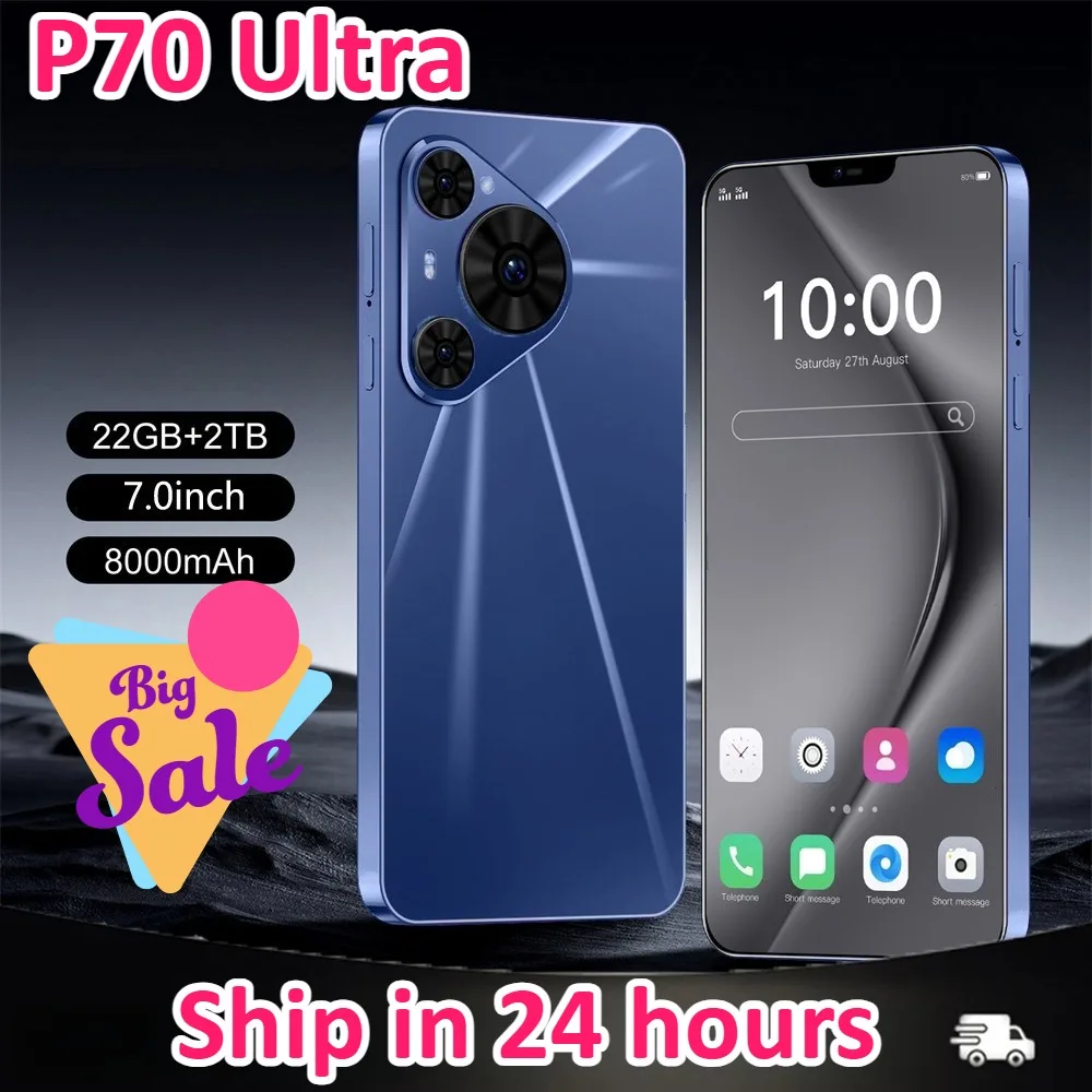 HOT P70 Ultra 7.3HD Global Edition Original NEW Smart 5G Dual Card 8000mAh Battery Android 15 Cheap Facial Recognition Function