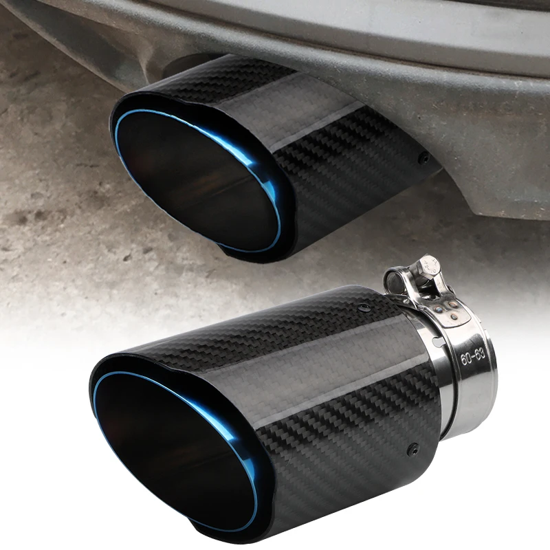 

Car Accessories 63mm Inlet Universal Car Carbon Fiber Exhaust Pipe End Blue Modify Car Exhaust Muffler Tail Tips