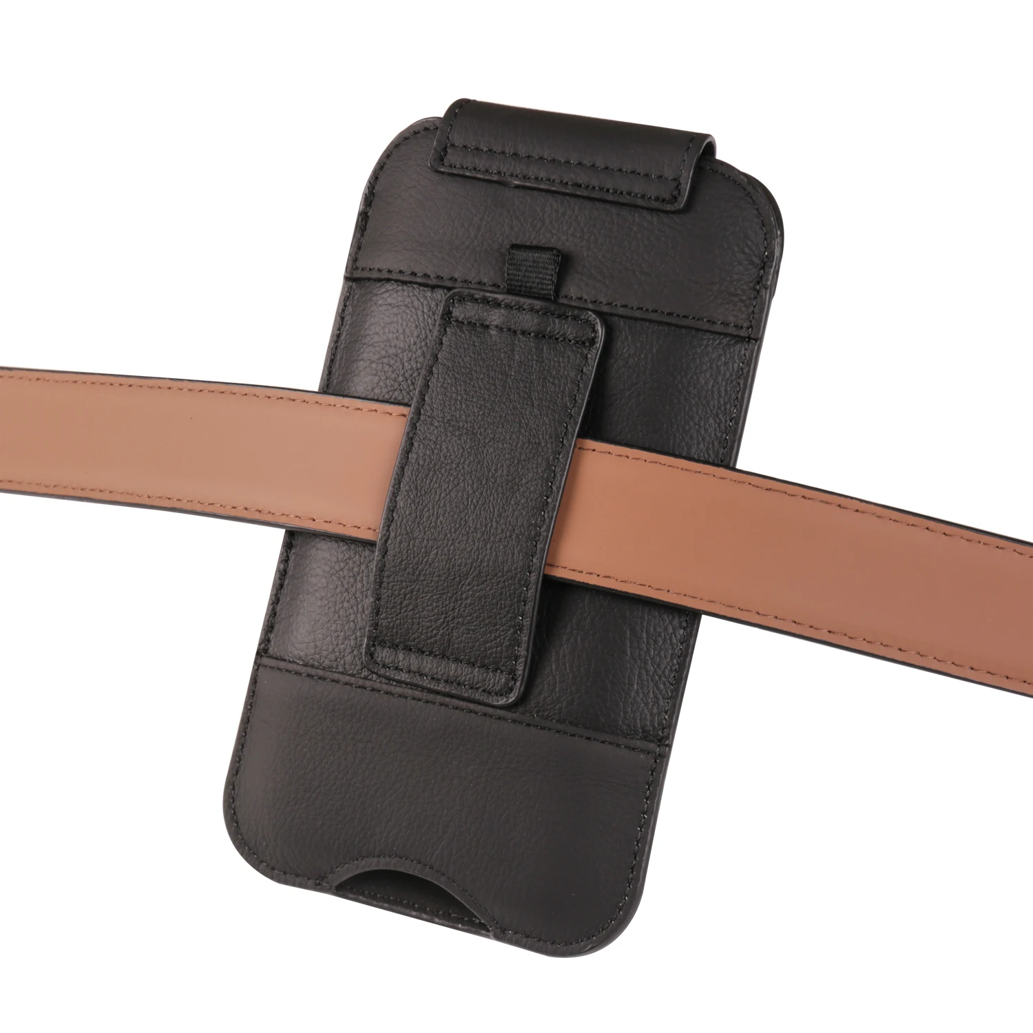 Luxury Cowhide Genuine Leather Belt Clip Case with Card Slots