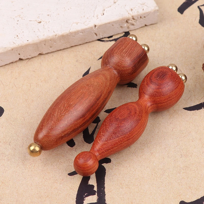 Handheld Lotus Seedpod Beauty Professional Brass & Rosewood Facial Gua Sha Tool Eye Relaxation Spot Meridians Acupoint Massage