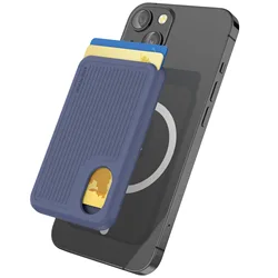 Magnetic Silicone Card Sleeve Wallet with MagSafe Compatibility (Blue)
