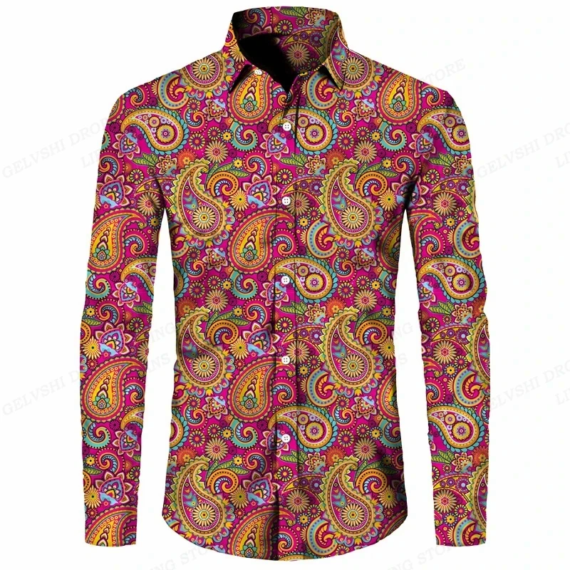 Chemise à Fleurs à Manches Longues Pour Hommes, Chemise Boutonnée Pour Hommes, Chemise Décontractée Pour Hommes, Vêtements De Rue Pour Banquet De Scène, Automne, été, 100% Coton