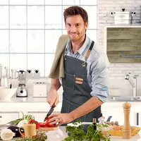 Household Canvas Apron Oil-proof  Can Wipe Hands  Kitchen CookingMen Women Adult With Tool Pockets Fashion Coffee Over  apron 2