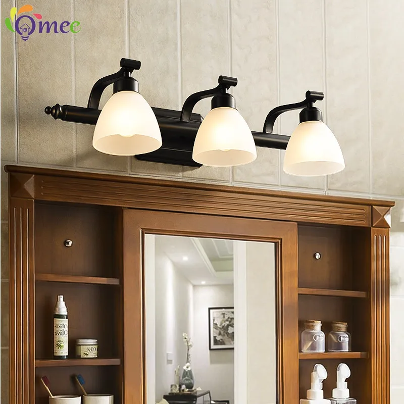 OMEE Modern Led Wall Light AC90-260V Wall Mounted Wall Lamps Bathroom Vintage Mirror Lights Fixture Sconce Black Bronze Lighting