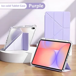 Y Fold Clear Acrylic Tablet Case with Pencil Holder and Auto Sleep/Wake Cover - Tab S11 11 inch (YZYKL - Purple)