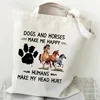 Women's Tote Bag Just A Girl Who Loves Horses Print Canvas Large Capacity Shopping Bags Horse and Flower Commuter Shoulder Bag 3