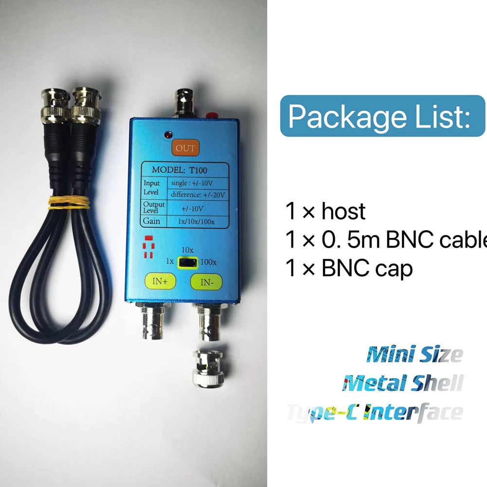 10M Bandwidth Oscilloscope Battery Powered 1/10/100X Differential Probe Oscilloscope Accessories Low Noise Electronic Measuring