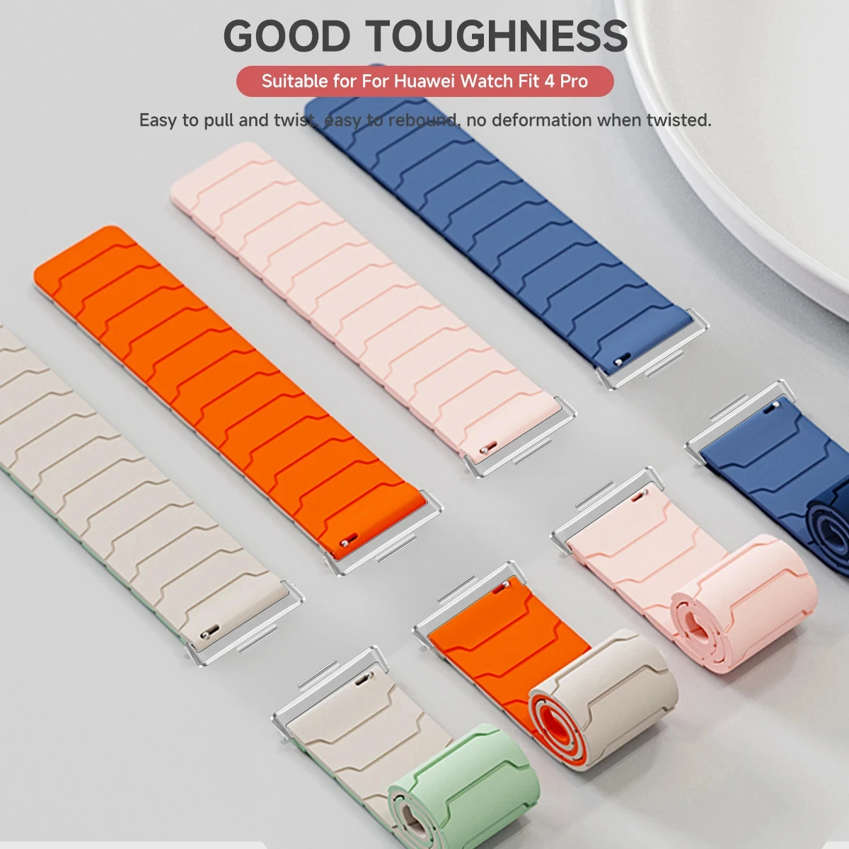 أشرطة سيليكون مغناطيسية لساعة Huawei Watch Fit 4/F...