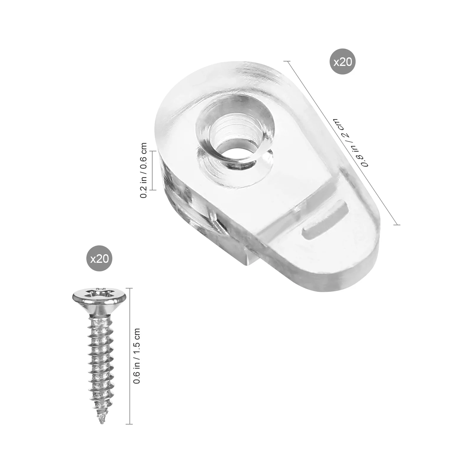 Mirror fixing kit 20 Pcs clear plastic holder clip