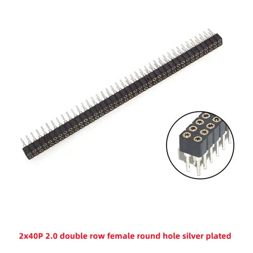 5 Pcs Round Hole Pin Header 2.0MM/2.54MM Pitch Row Female/Male, Single Row 1x40P Row 2x40P Double Row Pin Round Pin Gold Plated - Image 18