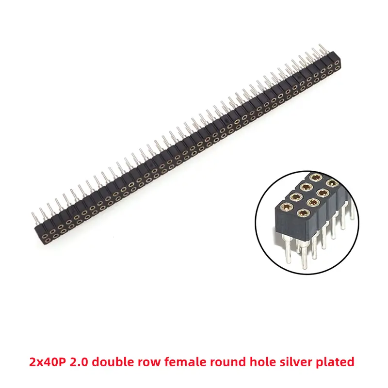 5 Pcs Round Hole Pin Header 2.0MM/2.54MM Pitch Row Female/Male, Single Row 1x40P Row 2x40P Double Row Pin Round Pin Gold Plated image 18