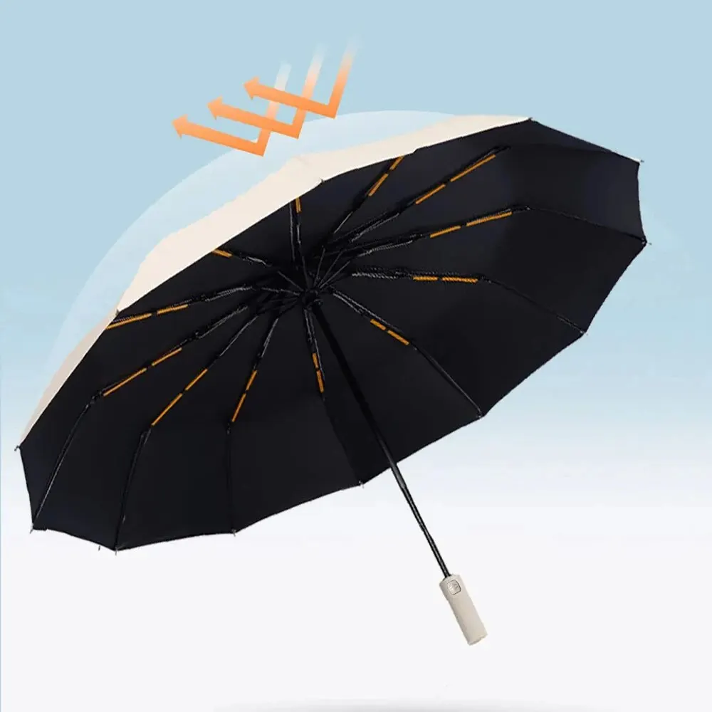 Wind resistant umbrella 1pc Wind Resistant Folding Automatic Umbrella Rain Black Coating 12 Bones Parasol Rain Auto Luxury Big Windproof Umbrellas