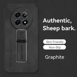 Luxury Sheepskin Magnetic Leather Phone Case with Stand and Soft Protective Back Cover - Realme 12 Pro Plus (Black)