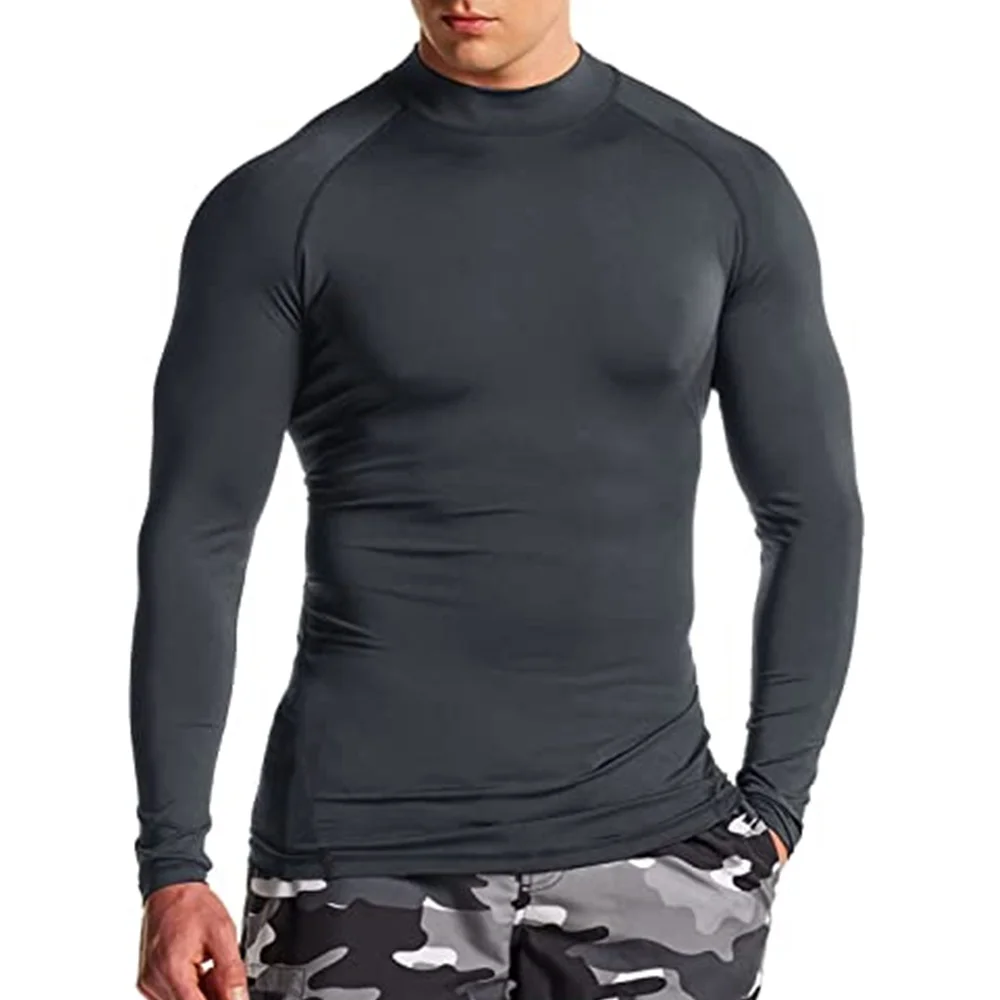 Mens Swimming T-shirt UV Protection Rash Guard Long Sleeve For Beach Diving Surfing