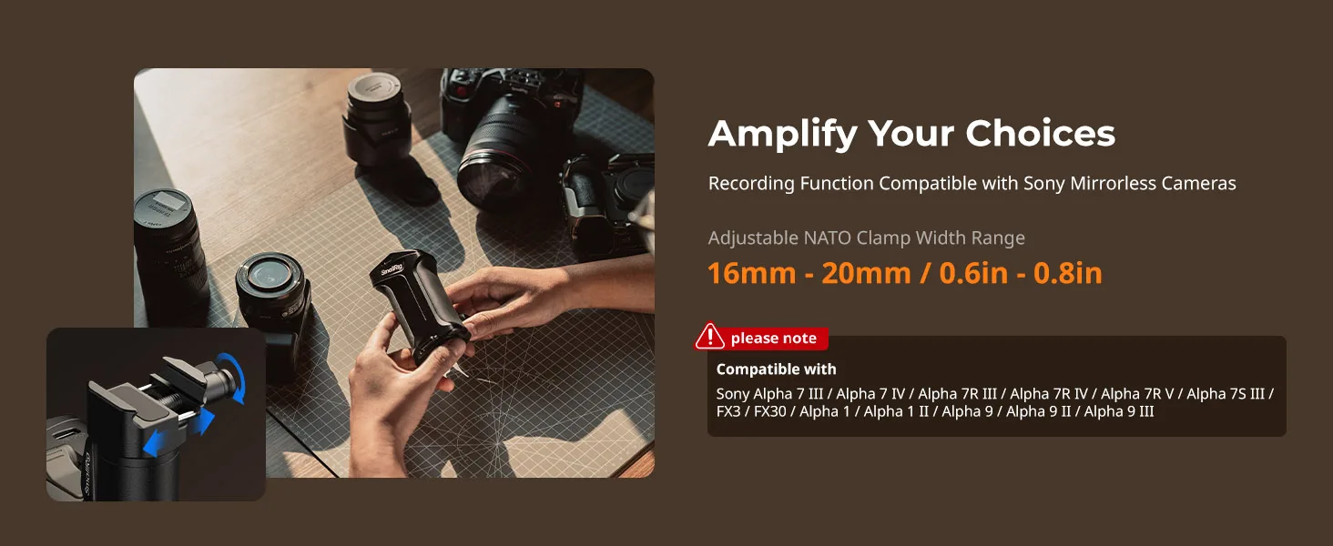 Rotating Side Handle with Trigger REC for Selected Sony Mirrorless Cameras for S