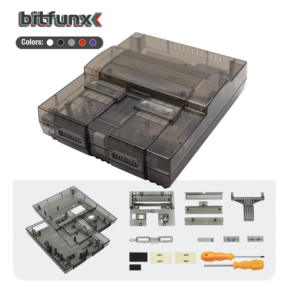 Custodia Sostitutiva Bitfunx Us Edition Per Snes Console Shell Custodia Traslucida Nera Per Super Nintendo Snes Retro Game Assessories