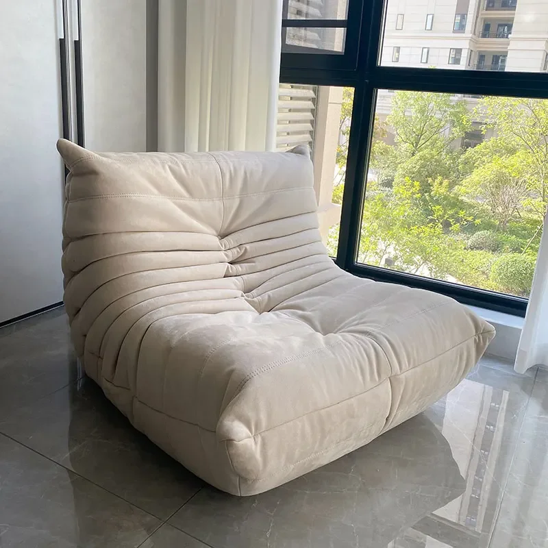 Single Sofa Lazy Floor Couch Caterpillar Sofa Chair Soft Living Room Sofa Recliner Bedroom Balcony Leisure Single Fireside Chair