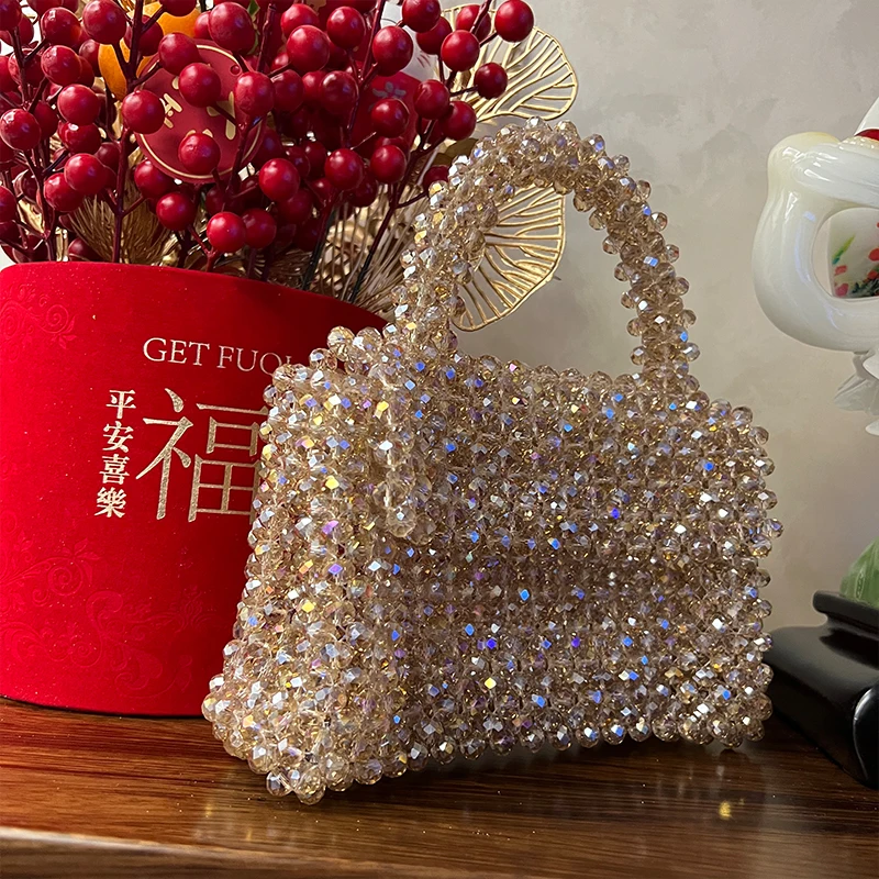Rose gold Rhinestone Clutches Luxury Champagne Diamond Wedding Purse Newest  Crystal Dinner Handbags Designer Party Minaudere Bag