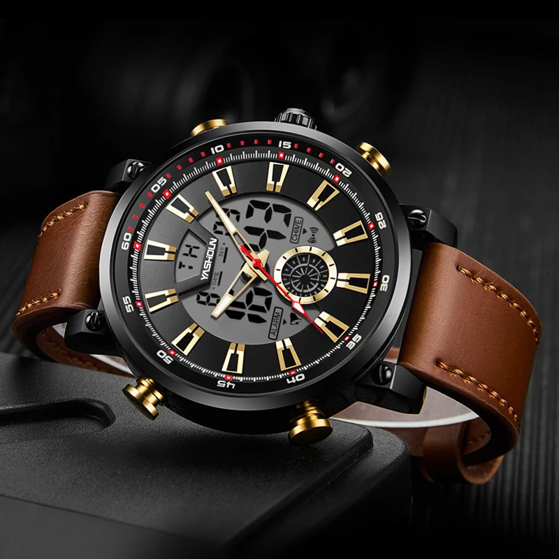 Brand Watch Men Leather Sports Watches Men's Army Military Quartz Wristwatch Chronograph Male Clock Relogio Masculino 2023 New