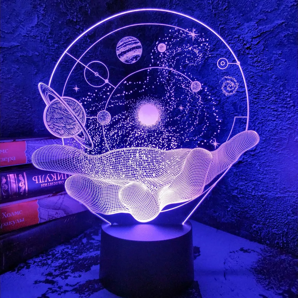 Projecteur d'illusion d'optique 3D, lampe de nuit LED pour amoureux de l' espace, pour garçons et filles - AliExpress