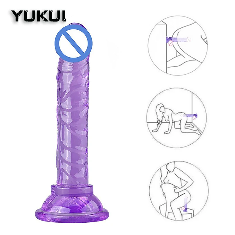 Sex Toys Mini Crystal Jelly Dildo Erotic Cock With Strong Suction Cup Sex Toys For Women Men Realistic Penis Dick Anal G-spot Simulation