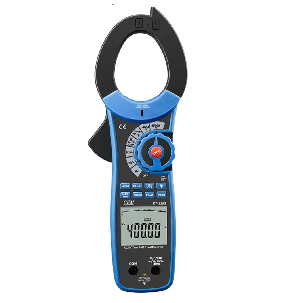 

CEM DT-3352 1500A AC/DC 900.0kW high voltage Clamp Meter Multimeter with inrush Current Function