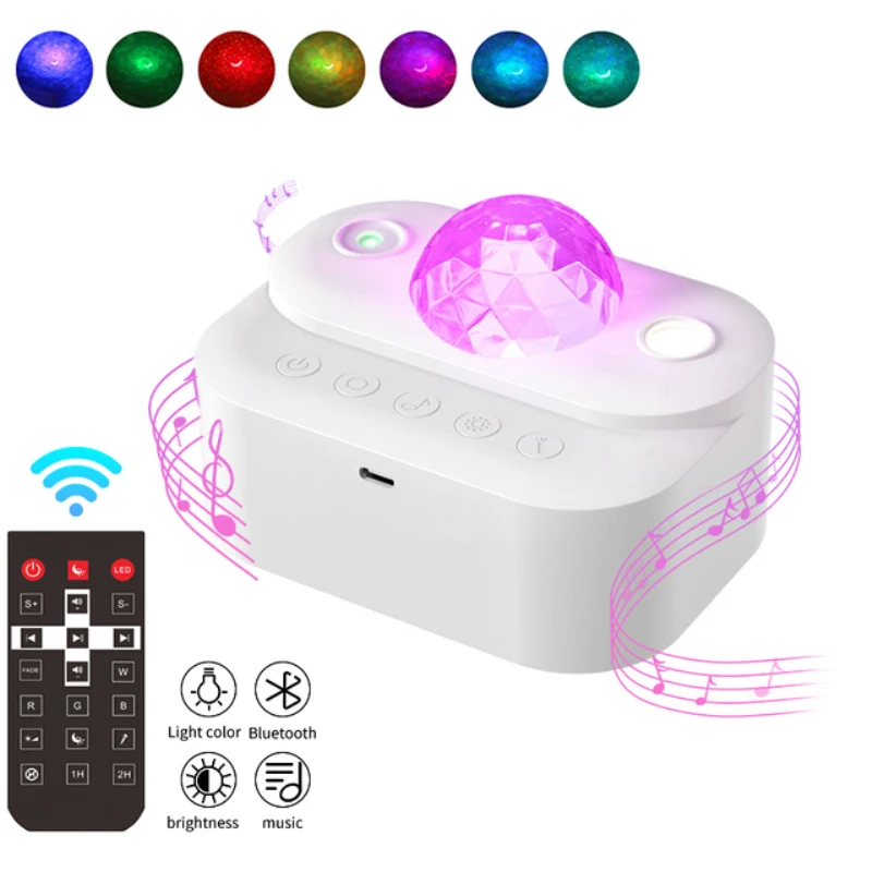 

LED Night Light Star Galaxy Projector Moon Night Lamp Ocean Wave With Music Mood Remote Control For Childrens Xmas Gifts