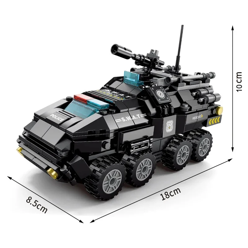 8 in 1 SWAT Tiger Building Blocks Armored Vehicle Combat Military Construction T