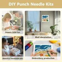 DIY Punch Needle Embroidery Kit with Frame 25x25cm Landscape Pattern for Beginner Cross Stitch Set Hoop Handmade Sewing Art Craf 5