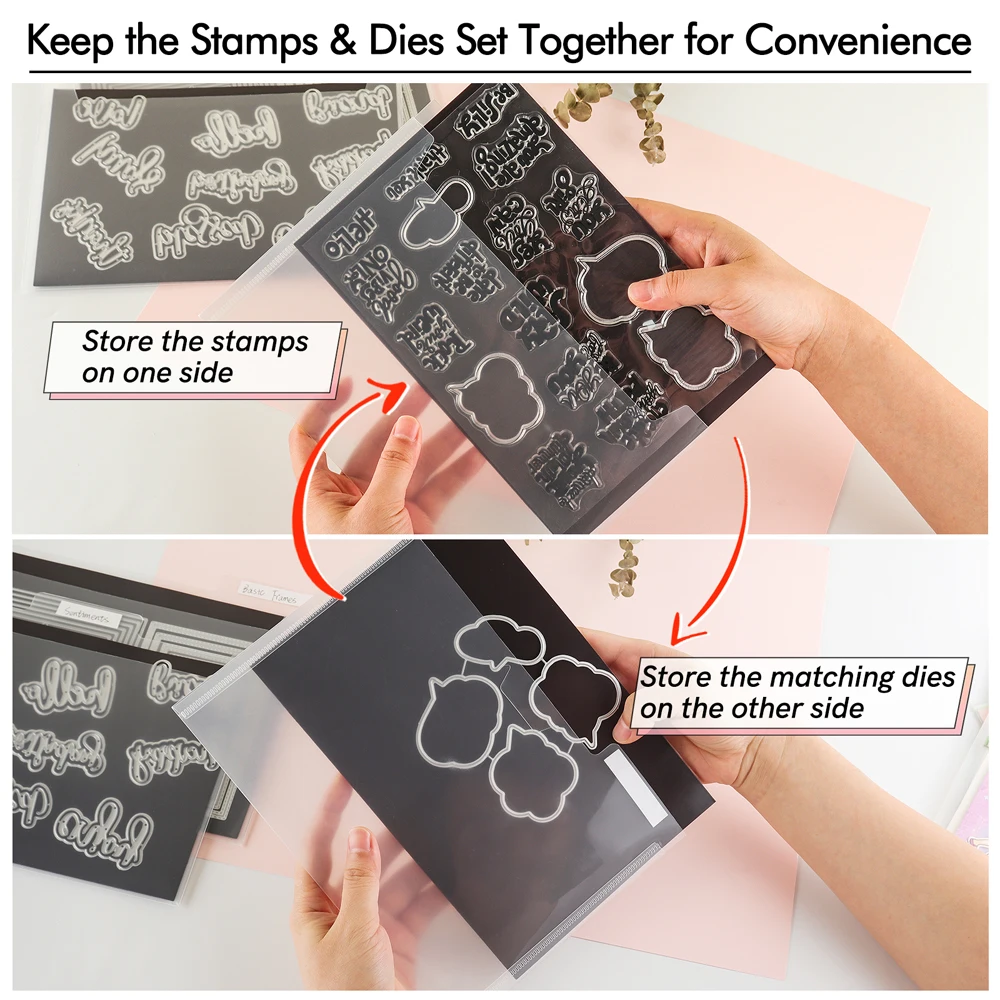 Storage Box Double Sided Strong Magnetic Sheets Plastic Storage Envelopes and Clear Craft Storage Box for Storing Scrapbooking Craft Dies