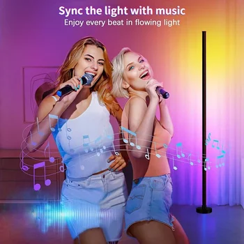 Smart RGB Floor Lamp with Music Sync  Modern Mood Lighting LED Stand Lights for Bedroom Game Room Living Room Decor 4