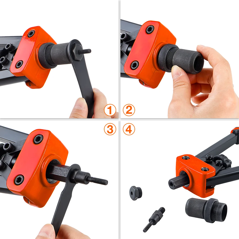 Manual Rivet Nut Gun, M3 M4 M5 M6 M8 M10 Cordless Rivet Nut Gun, Multi-Size Insert Rivet Nut Tool, Including Wrench And Tool Box