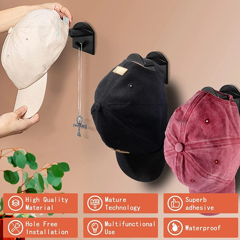 4/PCS 모자 홀더 야구 모자에 대 한 스티커 벽 마운트 후크 캐주얼 모자 보관 상자 드릴링 붙여 넣기 휴대용 도어 옷장 행거 없음야구 모자 캐주얼 모자 보관 상자에 대 한 스티커 벽 마운트 후크, 드릴링