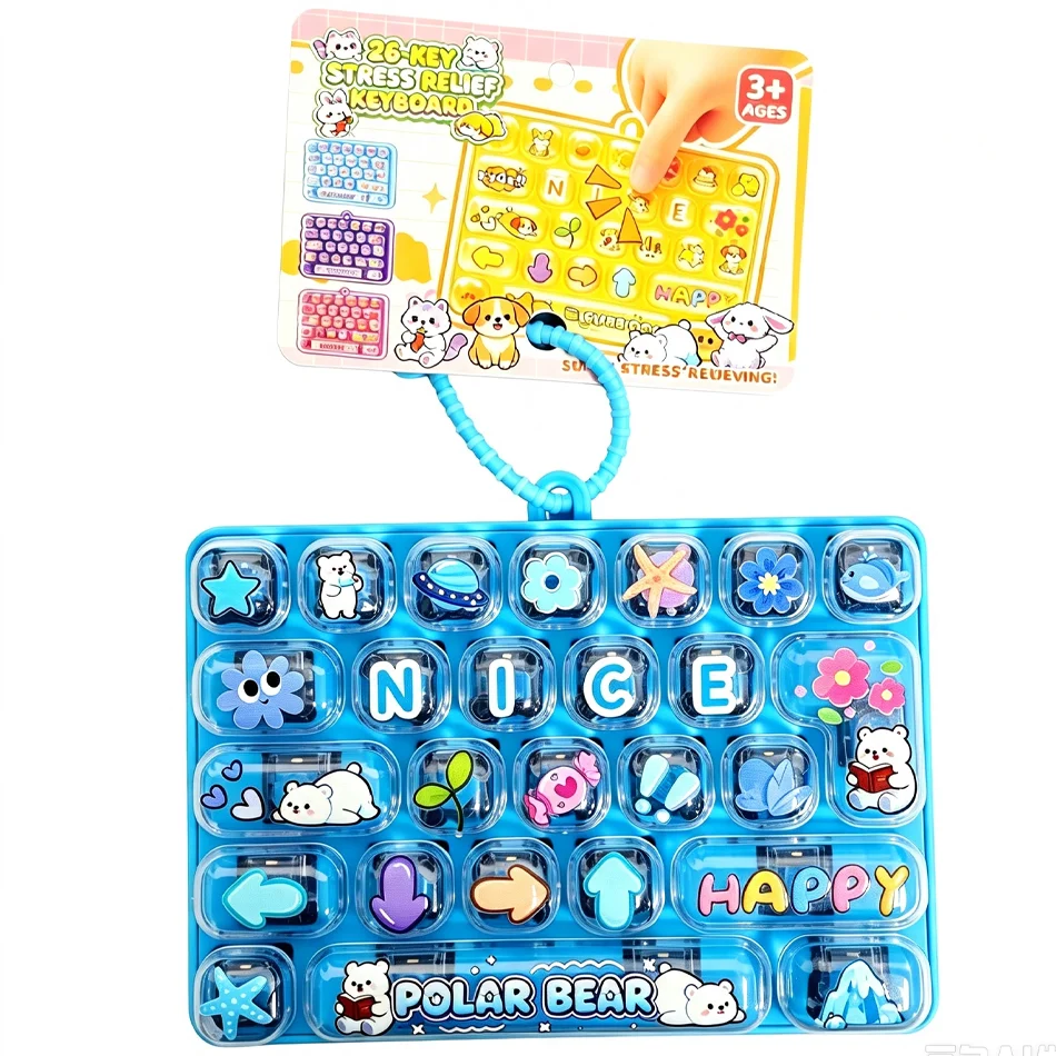 Portable Fidget Keyboard Toy with Cute Cartoon Animal Designs, 26 Keys
