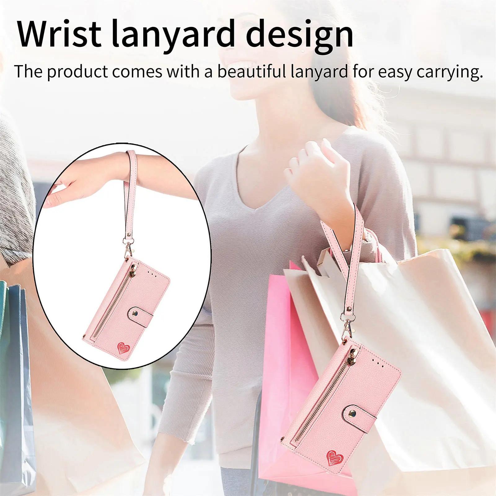 Wallet Case For Vivo Y15 Y16 Y17 Y19 Y20 Zip Card Pocket Stand Flap With Lanyard Pu Cover For Y27 Y31s Y33 Y35 Y50 Y30