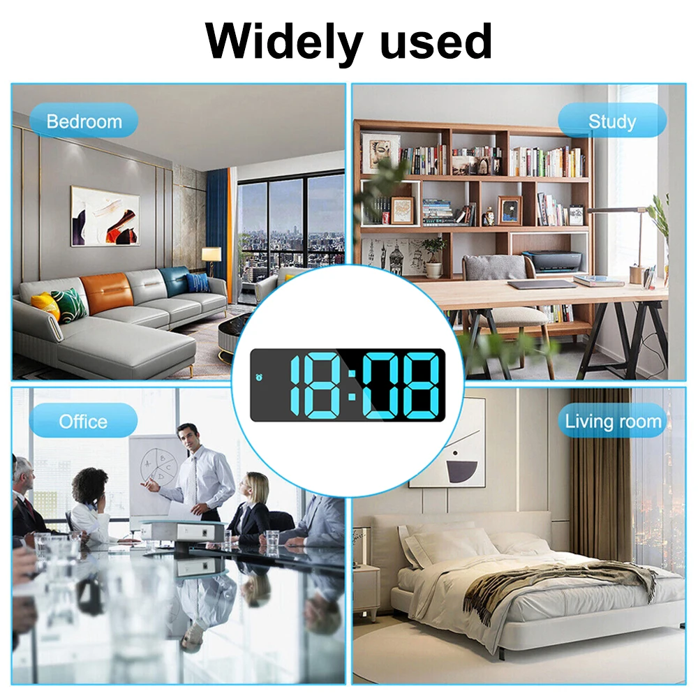 LED Digital Electronic Clock Automatic Dimming Backlight Large Number Alarm Clock Bedside Table Clock Home Office Decoration 2