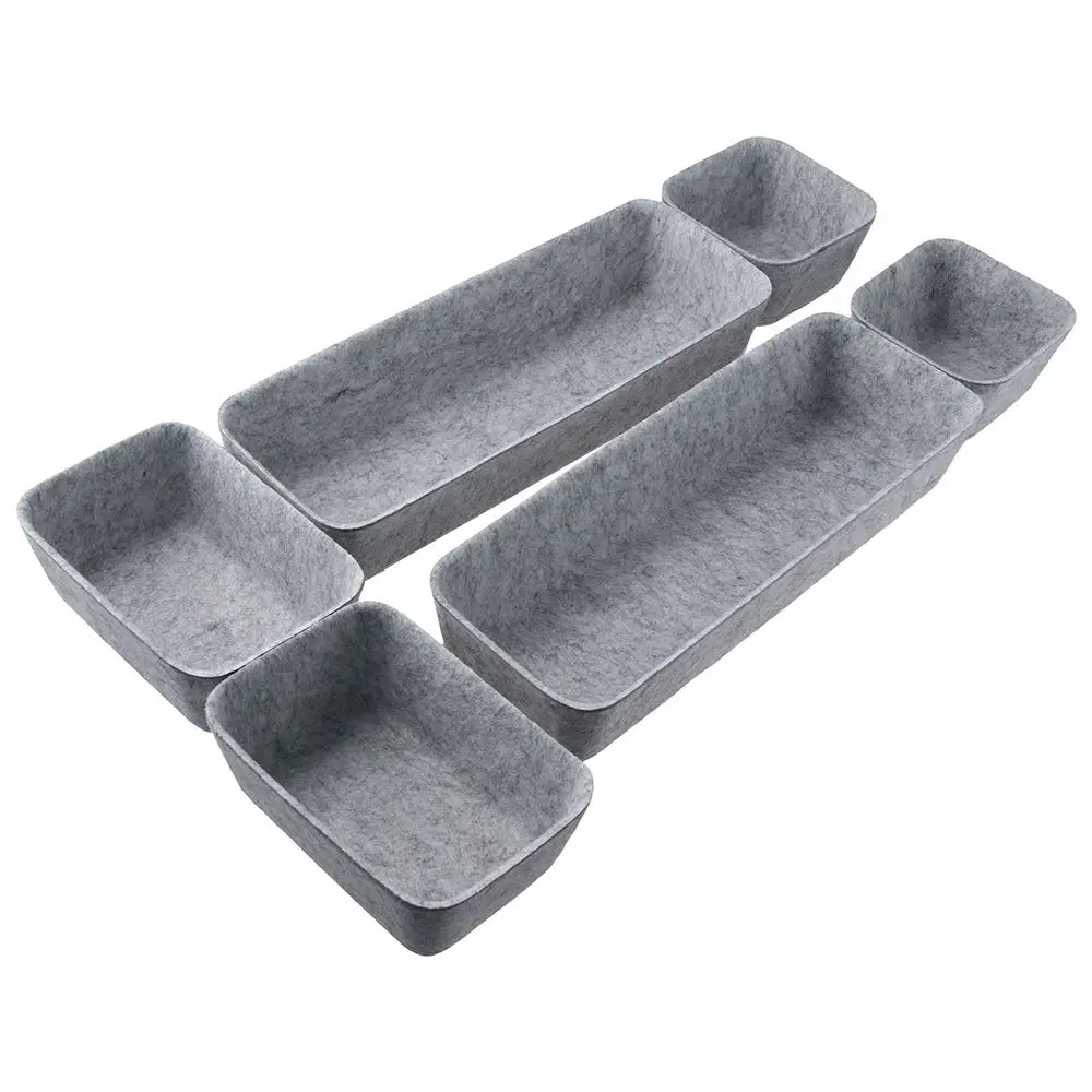 8Pcs Portable Felt Sundries Sorting Box Grey Storage Box Storage Organizer Home