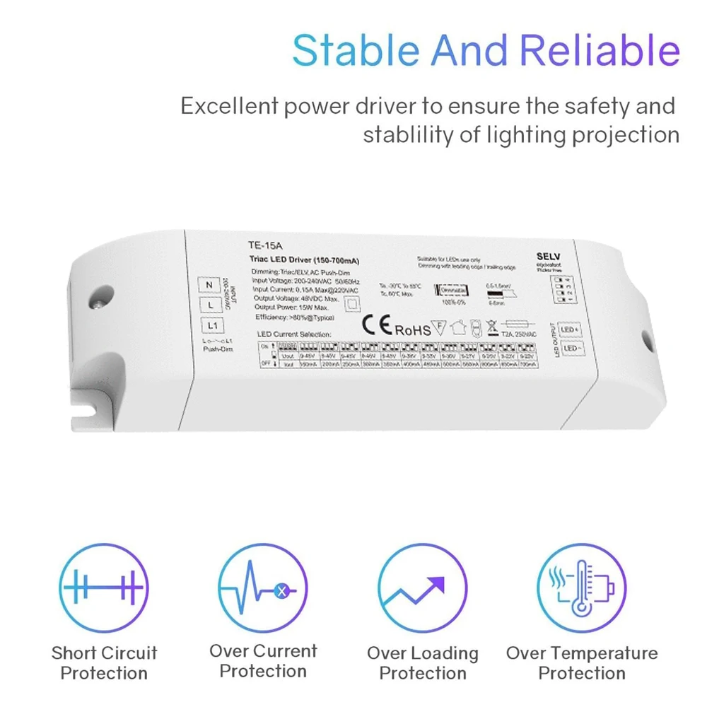 Triac 정전류 LED 드라이버, 조광 전원 공급 장치, PWM 디지털 조광 변압기, 푸시 조광 전원 어댑터, 15W, 25W, 36W