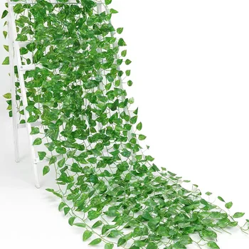 1/2/6Piece Artificial Vine Home Decor Artificial Ivy Leaf Garland Plants Vine Fake Foliage Flowers Creeper Green Ivy Wreath