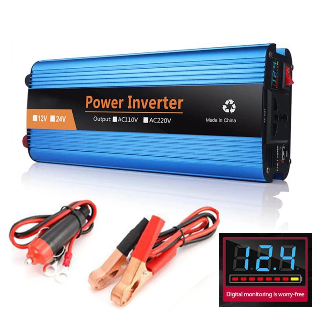 

2200w Pure Sine Wave Inverter 12v 220v Car Solar Inverter 24v 220v Sine Wave Voltage Converter Adapter 12v 220v