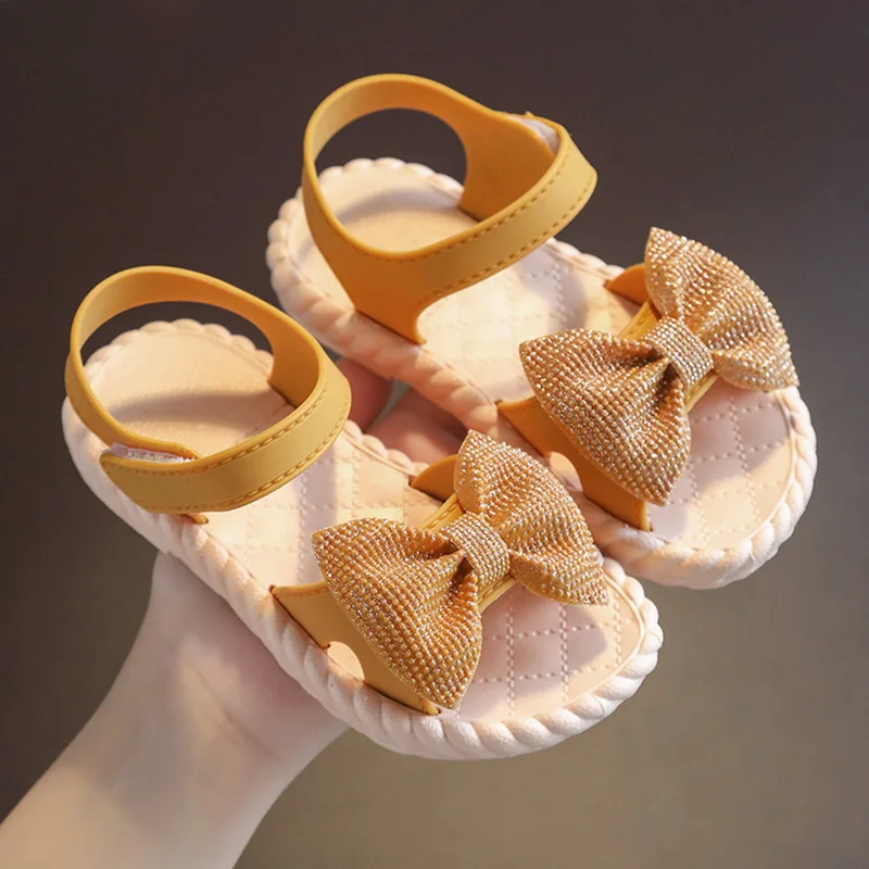 girl princess shoes Summer Kids Girls Shoes Fashion Sweet Princess Children Sandals for Girls Toddler Baby Soft Sweet Breathable Holow Out Bow Shoes slippers for boy Children's Shoes