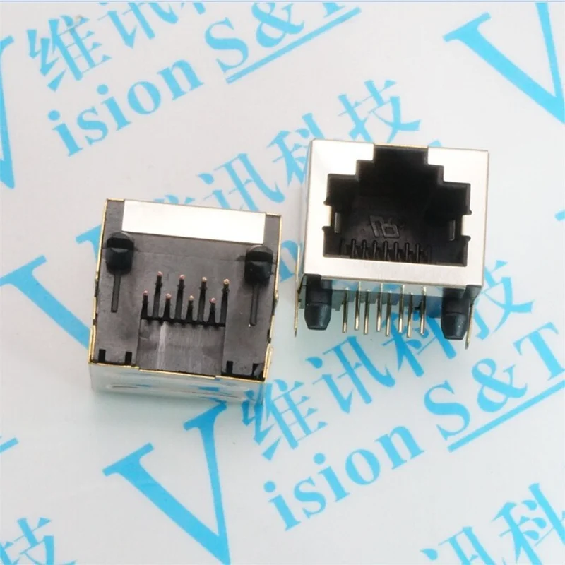 

Network socket RJ45 Network Socket 56 Lamp Bring Shield Network Socket Crystal Head Seat 8P Bring Lamp 8 Needle