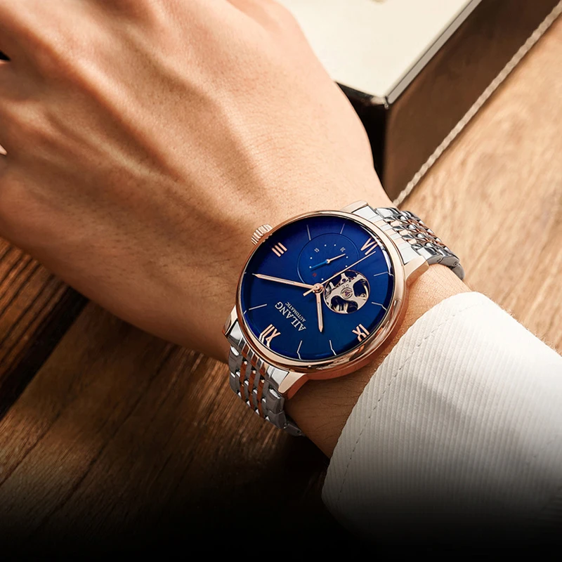 AILANG Orologio da polso da uomo classico con tourbillon, impermeabile, automatico, in acciaio inossidabile, di lusso_voghion.com