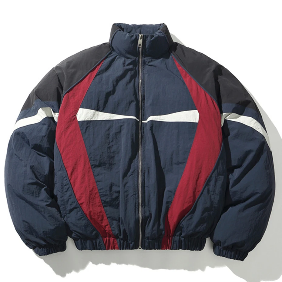 Men Winter Jackets Thicken Warm Parkas Coats Patchwork Vintage Oversized Padded Jackets Streetwear Harajuku Hip Hop Jackets