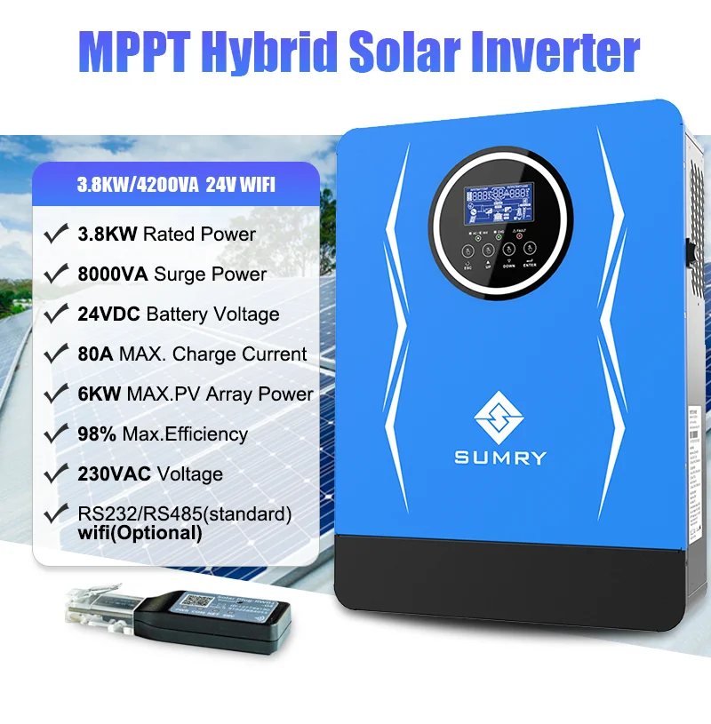 Solar Inverter Sine Wave Inverter Power Inverter 3kw 3.8kw 24v to 220v
