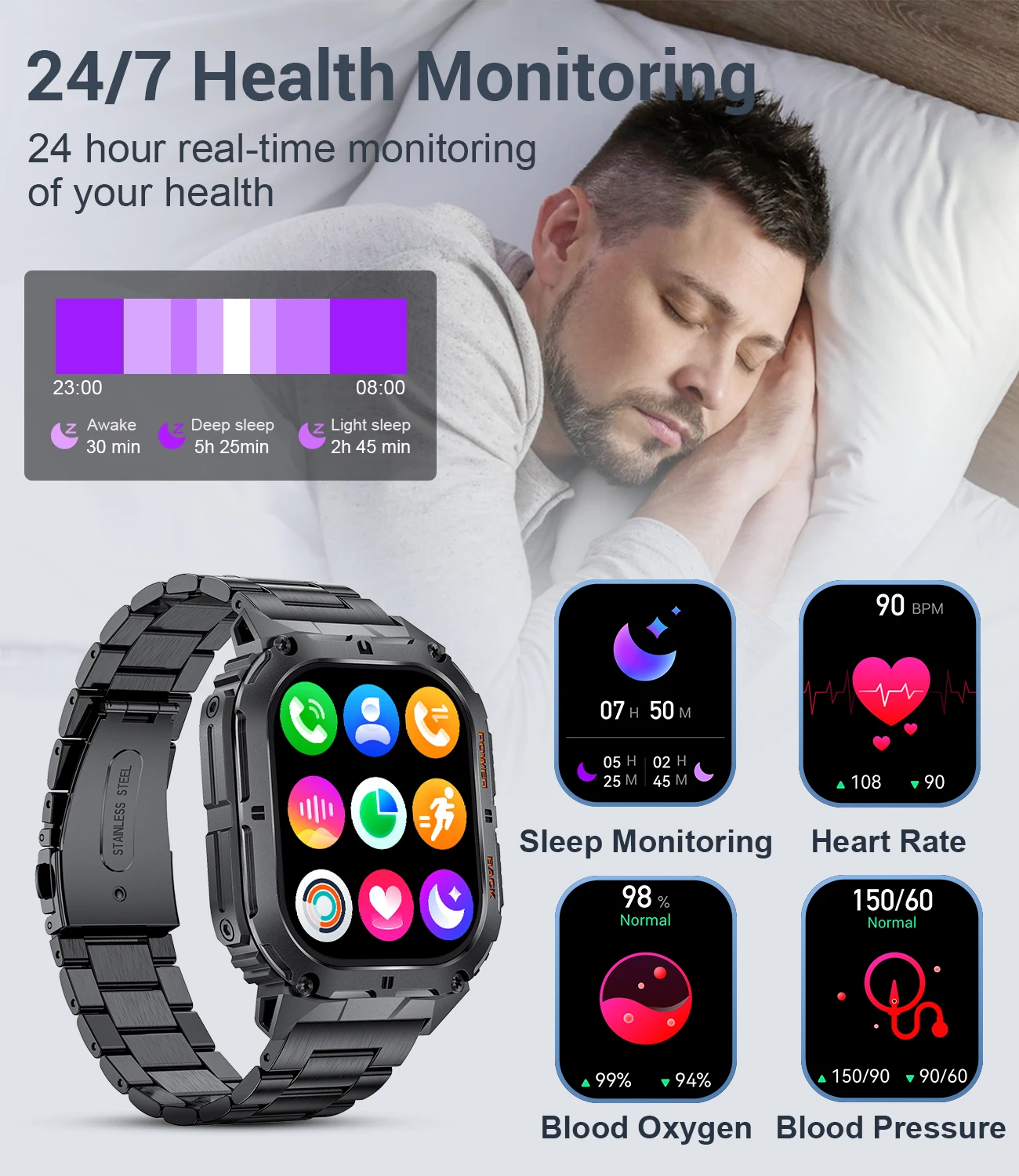 LIGE Smart Watch Bluetooth Call 2025 Men Sports Fitness Tracker Heart Monitor 1.96 Inch HD AMOLED Smartwatch For Android IOS K61